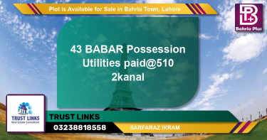 Residential Plot for Sale in Bahria Town, Lahore - (BP-89999)