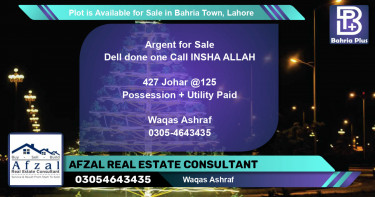 Residential Plot for Sale in Bahria Town, Lahore - (BP-90037)