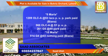 Residential Plot for Sale in Bahria Orchard, Lahore - (BP-90057)