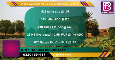 Residential Plot for Sale in Bahria Town, Lahore - (BP-90067)