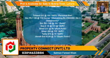 Residential Plot for Sale in Bahria Town, Lahore - (BP-90140)