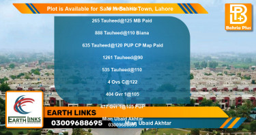 Residential Plot for Sale in Bahria Town, Lahore - (BP-90147)