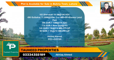 Residential Plot for Sale in Bahria Town, Lahore - (BP-90173)