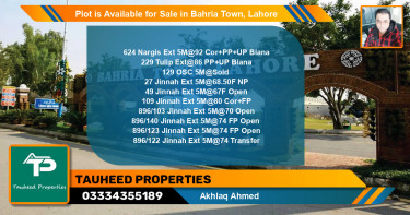Residential Plot for Sale in Bahria Town, Lahore - (BP-90174)