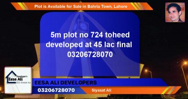 Residential Plot for Sale in Bahria Town, Lahore - (BP-90256)
