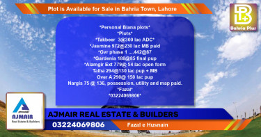 Residential Plot for Sale in Bahria Town, Lahore - (BP-90259)