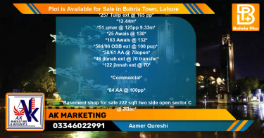 Commercial Plot for Sale in Bahria Town, Lahore - (BP-90345)