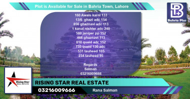 Residential Plot for Sale in Bahria Town, Lahore - (BP-90381)