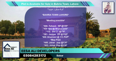 Residential Plot for Sale in Bahria Town, Lahore - (BP-90390)