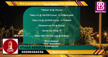 Residential Plot for Sale in Bahria Town, Lahore - (BP-90422)