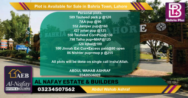 Residential Plot for Sale in Bahria Town, Lahore - (BP-90435)