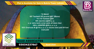 Residential Plot for Sale in Bahria Town, Lahore - (BP-90441)