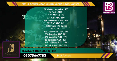 Residential Plot for Sale in Bahria Town, Lahore - (BP-90444)