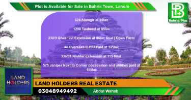 Residential Plot for Sale in Bahria Town, Lahore - (BP-90448)
