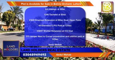 Residential Plot for Sale in Bahria Orchard, Lahore - (BP-90449)
