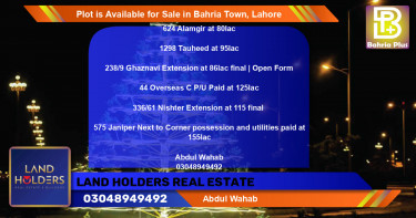 Residential Plot for Sale in Bahria Town, Lahore - (BP-90451)