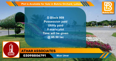 Residential Plot for Sale in Bahria Orchard, Lahore - (BP-90462)