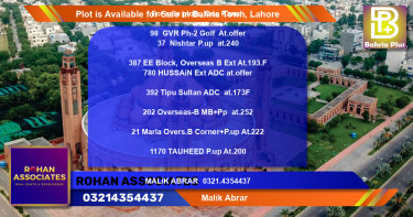 Residential Plot for Sale in Bahria Town, Lahore - (BP-90515)