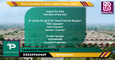 Residential Plot for Sale in Bahria Town, Lahore - (BP-90527)