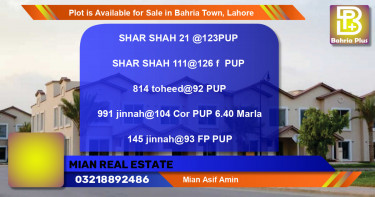 Residential Plot for Sale in Bahria Town, Lahore - (BP-90532)