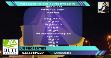 Residential Plot for Sale in Bahria Town, Lahore - (BP-90538)