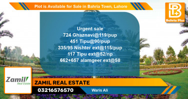 Residential Plot for Sale in Bahria Town, Lahore - (BP-90573)