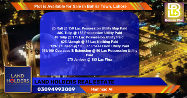 Residential Plot for Sale in Bahria Town, Lahore - (BP-90580)