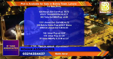 Residential Plot for Sale in Bahria Town, Lahore - (BP-90642)