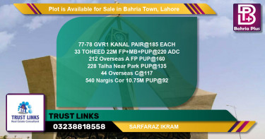 Residential Plot for Sale in Bahria Town, Lahore - (BP-90672)