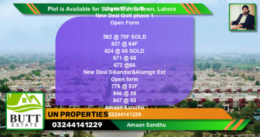 Residential Plot for Sale in Bahria Town, Lahore - (BP-90678)