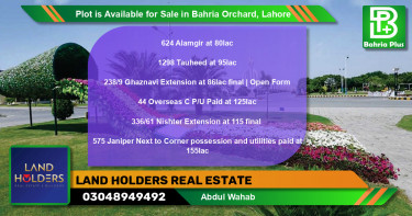 Residential Plot for Sale in Bahria Orchard, Lahore - (BP-90679)