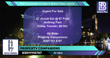 Residential Plot for Sale in Bahria Town, Lahore - (BP-90680)