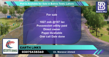 Residential Plot for Sale in Bahria Town, Lahore - (BP-90681)