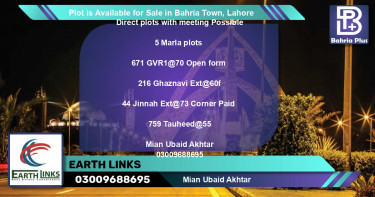 Residential Plot for Sale in Bahria Town, Lahore - (BP-90706)