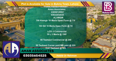 Commercial Plot for Sale in Bahria Town, Lahore - (BP-90737)