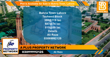 Residential Plot for Sale in Bahria Town, Lahore - (BP-90768)