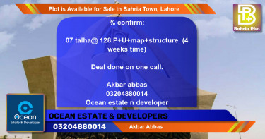 Residential Plot for Sale in Bahria Town, Lahore - (BP-90793)