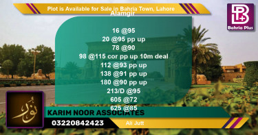 Residential Plot for Sale in Bahria Town, Lahore - (BP-90796)
