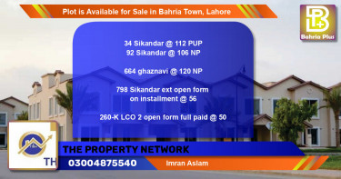 Residential Plot for Sale in Bahria Town, Lahore - (BP-90804)