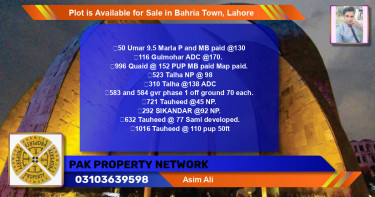 Residential Plot for Sale in Bahria Town, Lahore - (BP-90817)