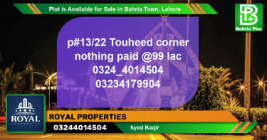Residential Plot for Sale in Bahria Town, Lahore - (BP-90831)