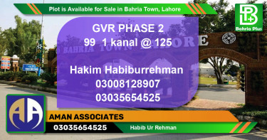 Residential Plot for Sale in Bahria Town, Lahore - (BP-90859)