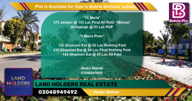 Residential Plot for Sale in Bahria Orchard, Lahore - (BP-90862)