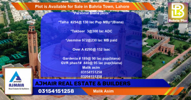 Residential Plot for Sale in Bahria Town, Lahore - (BP-90882)
