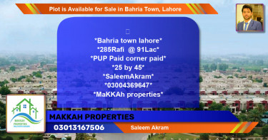 Residential Plot for Sale in Bahria Town, Lahore - (BP-90928)