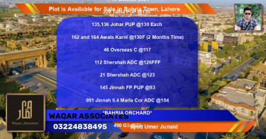 Residential Plot for Sale in Bahria Town, Lahore - (BP-90962)