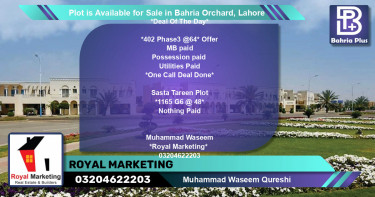 Residential Plot for Sale in Bahria Orchard, Lahore - (BP-90984)