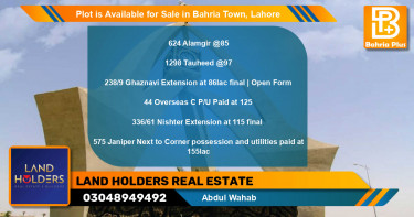 Residential Plot for Sale in Bahria Town, Lahore - (BP-90994)