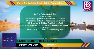 Residential Plot for Sale in Bahria Town, Lahore - (BP-91006)