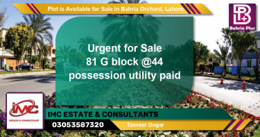 Residential Plot for Sale in Bahria Orchard, Lahore - (BP-91056)